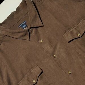 Knightsbridge Mens Brown Faux Suede Shirt Size 4X Ultra Soft‎ Excellent